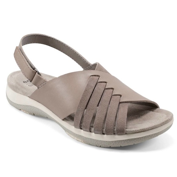 NIB Earth Suzie 9M Leather Woven lightweight Slingback Sandals Taupe - Picture 10 of 12